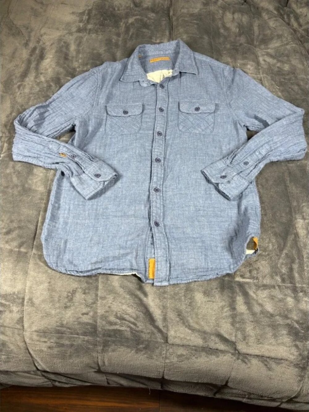 Nifty Genius‎ Blue Textured Double Layer Button Down Shirt Mens Medium 5485